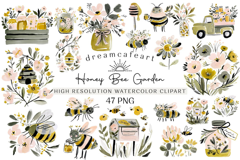 Charming Honey Bee Garden Clipart Bundle - CraftNest - Digital Crafting and Art