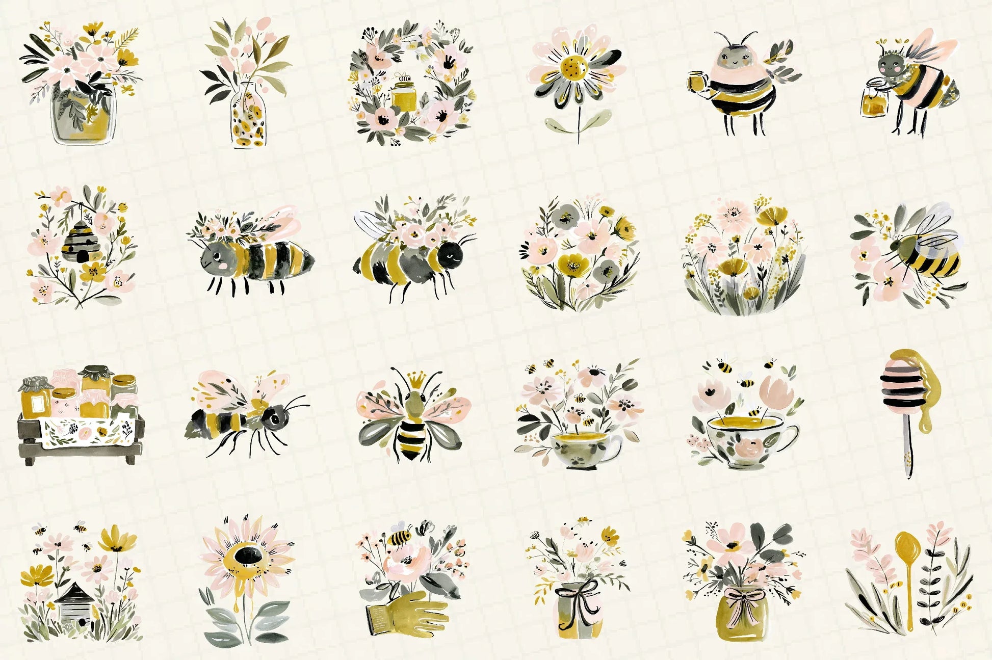 Charming Honey Bee Garden Clipart Bundle - CraftNest - Digital Crafting and Art