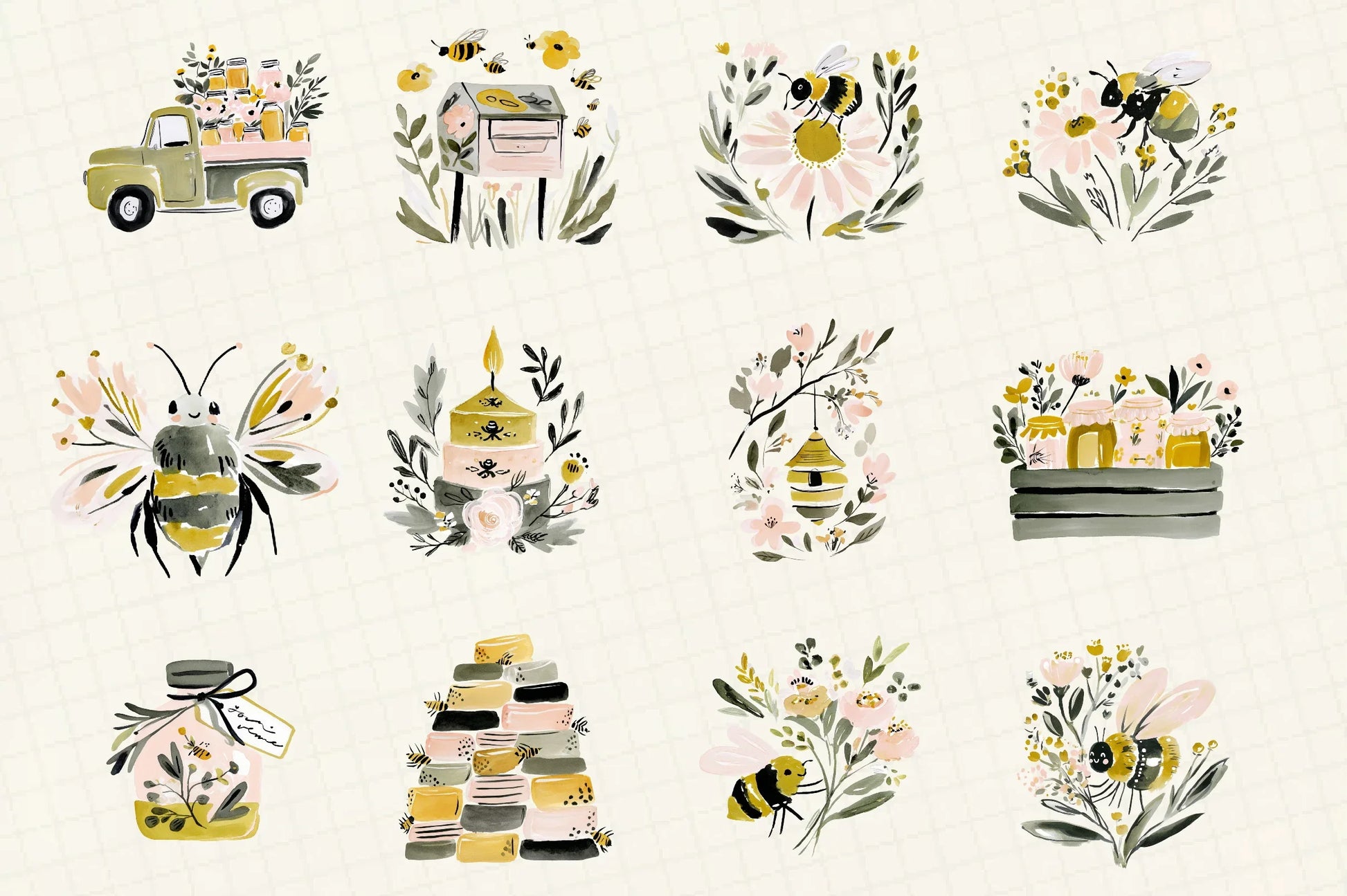 Charming Honey Bee Garden Clipart Bundle - CraftNest - Digital Crafting and Art