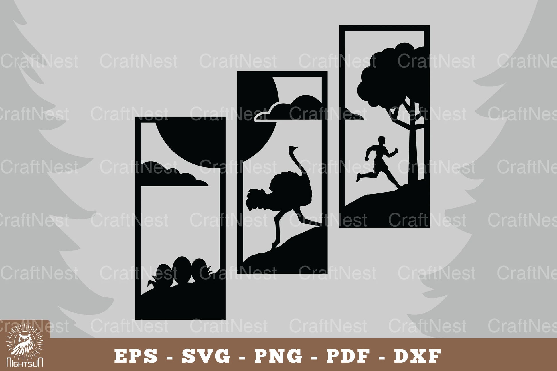 Chased by an Ostrich Home Decor Clipart Bundle - CraftNest - Digital Crafting and Art