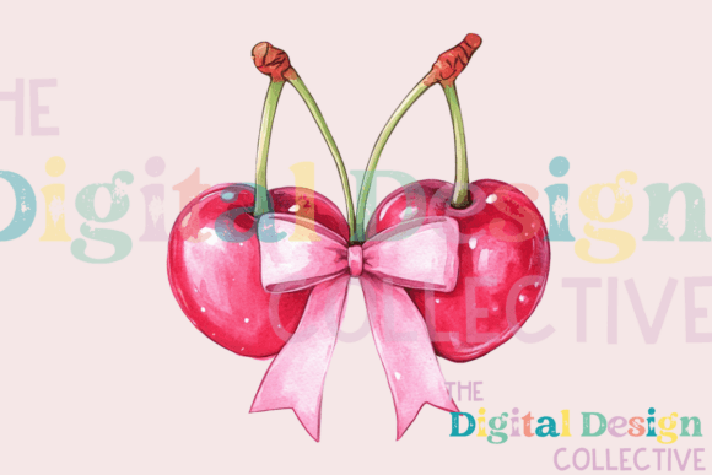 Valentine's Day Coquette Bow Cherry Design Clipart Bundle