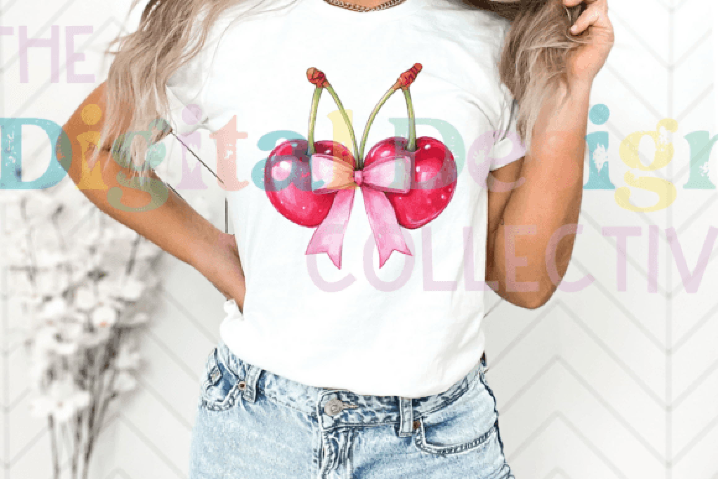 Valentine's Day Coquette Bow Cherry Design Clipart Bundle