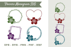 Cherry Blossom Flower Monogram Clipart Bundle - CraftNest - Digital Crafting and Art