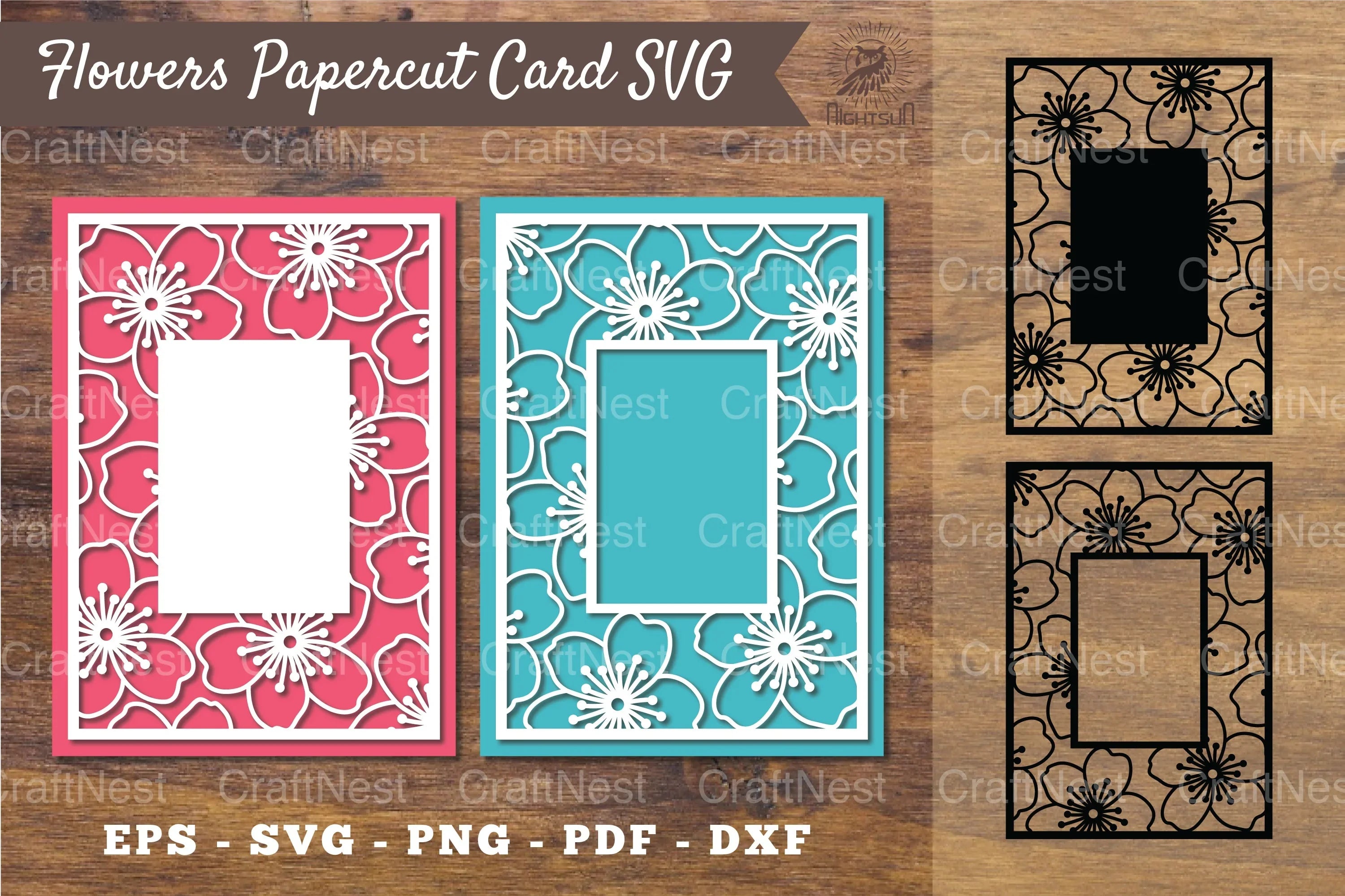 Cherry Blossom Flower Papercut Card Clipart Bundle - CraftNest - Digital Crafting and Art