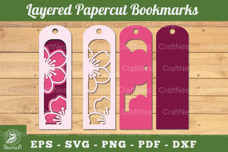 Cherry Blossom Flowers Bookmark Clipart Bundle - CraftNest - Digital Crafting and Art