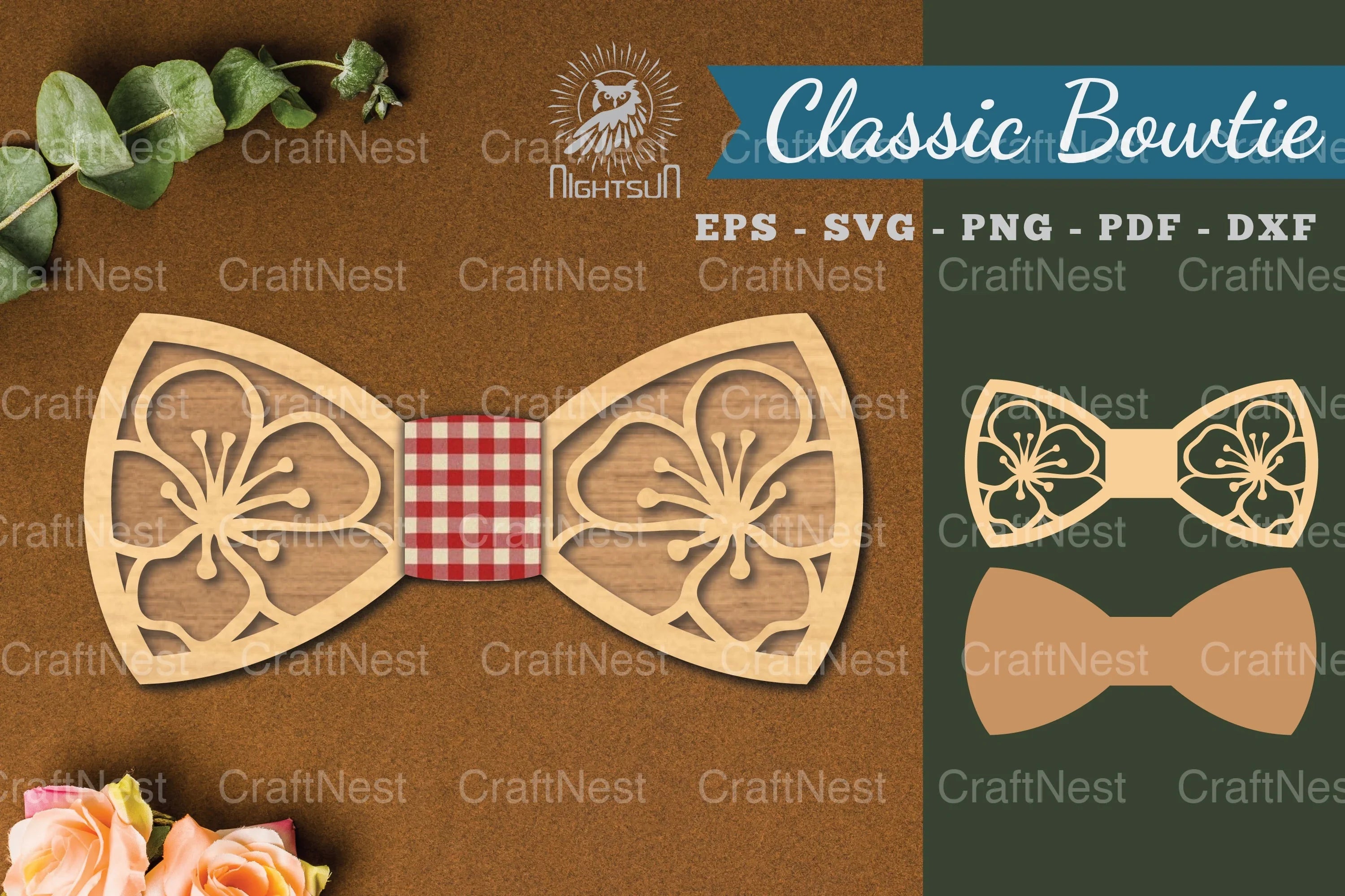 Cherry Blossom Laser Cut Bowtie Clipart Bundle - CraftNest - Digital Crafting and Art