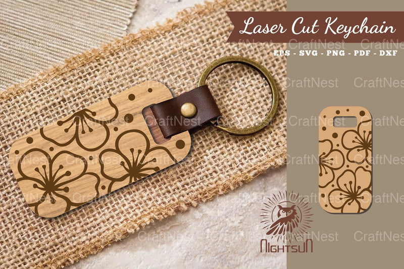 Cherry Blossom Laser Cut Keychain Design Bundle - CraftNest - Digital Crafting and Art