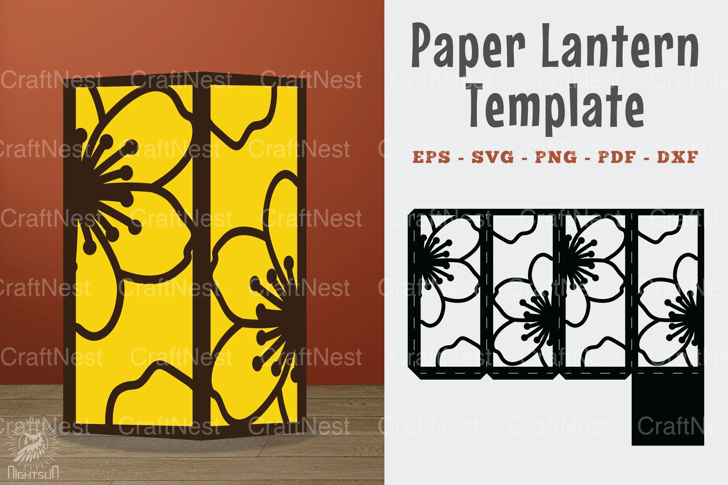 Cherry Blossom Papercut Lantern Template Bundle - CraftNest - Digital Crafting and Art