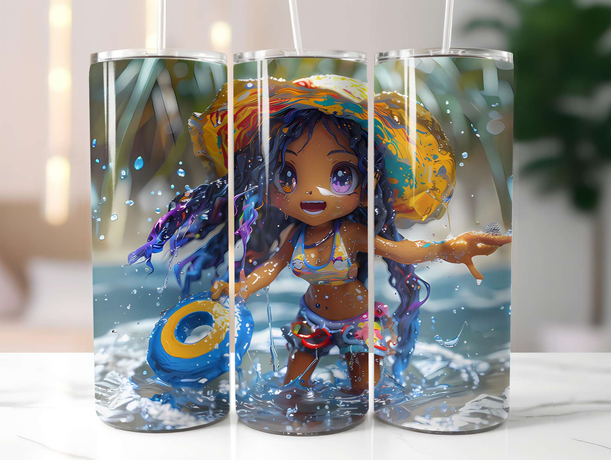 Chibi Summer 3 Tumbler Wrap - CraftNest - Digital Crafting and Art