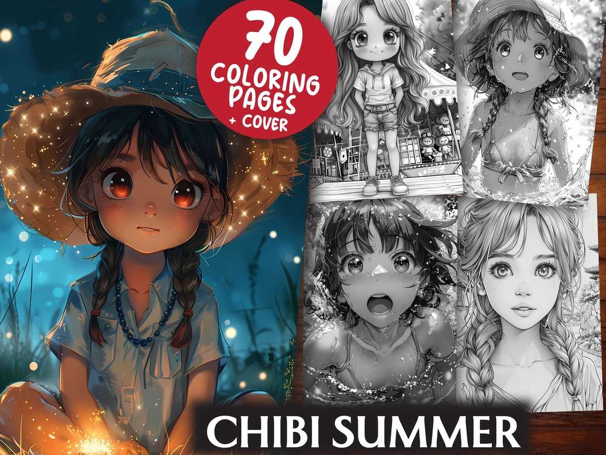 Chibi Summer Coloring Books - CraftNest - Digital Crafting and Art