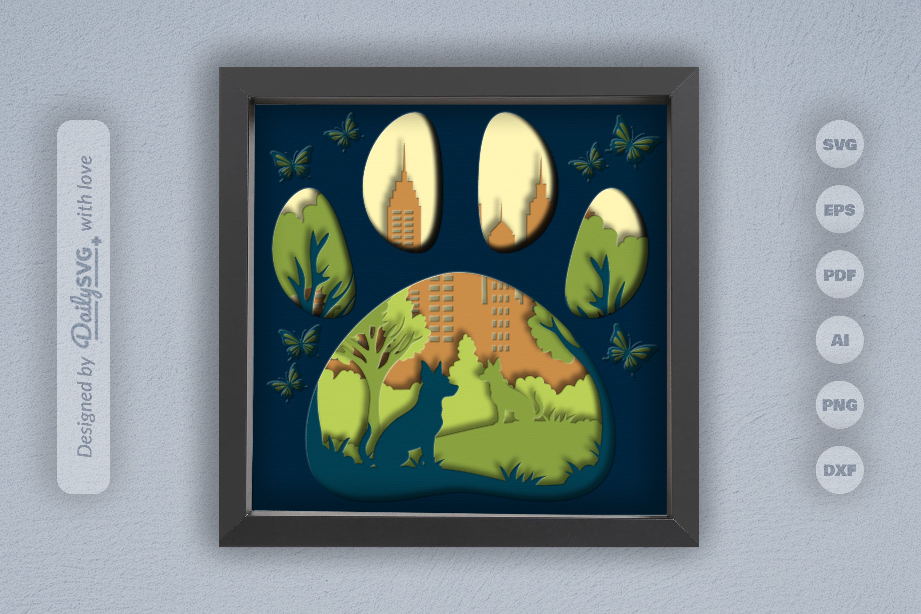 Chihuahua Dog Papercut SVG Bundle: Park Sitting Design