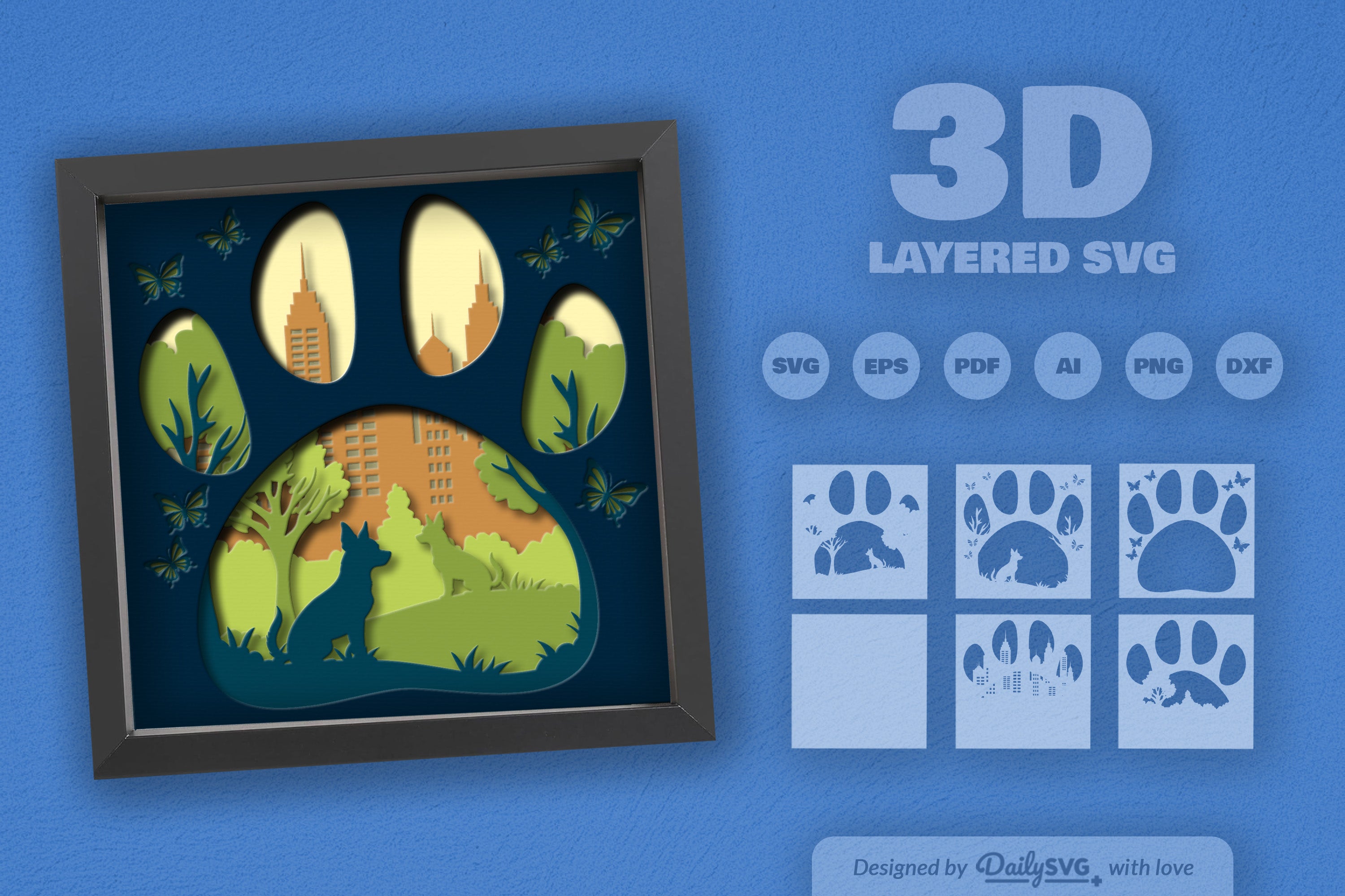 Chihuahua Dog Papercut SVG Bundle: Park Sitting Design