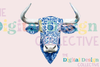 Chinoiserie Western Cow Design Clipart Bundle