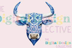 Chinoiserie Western Cow Clipart Bundle - CraftNest - Digital Crafting and Art