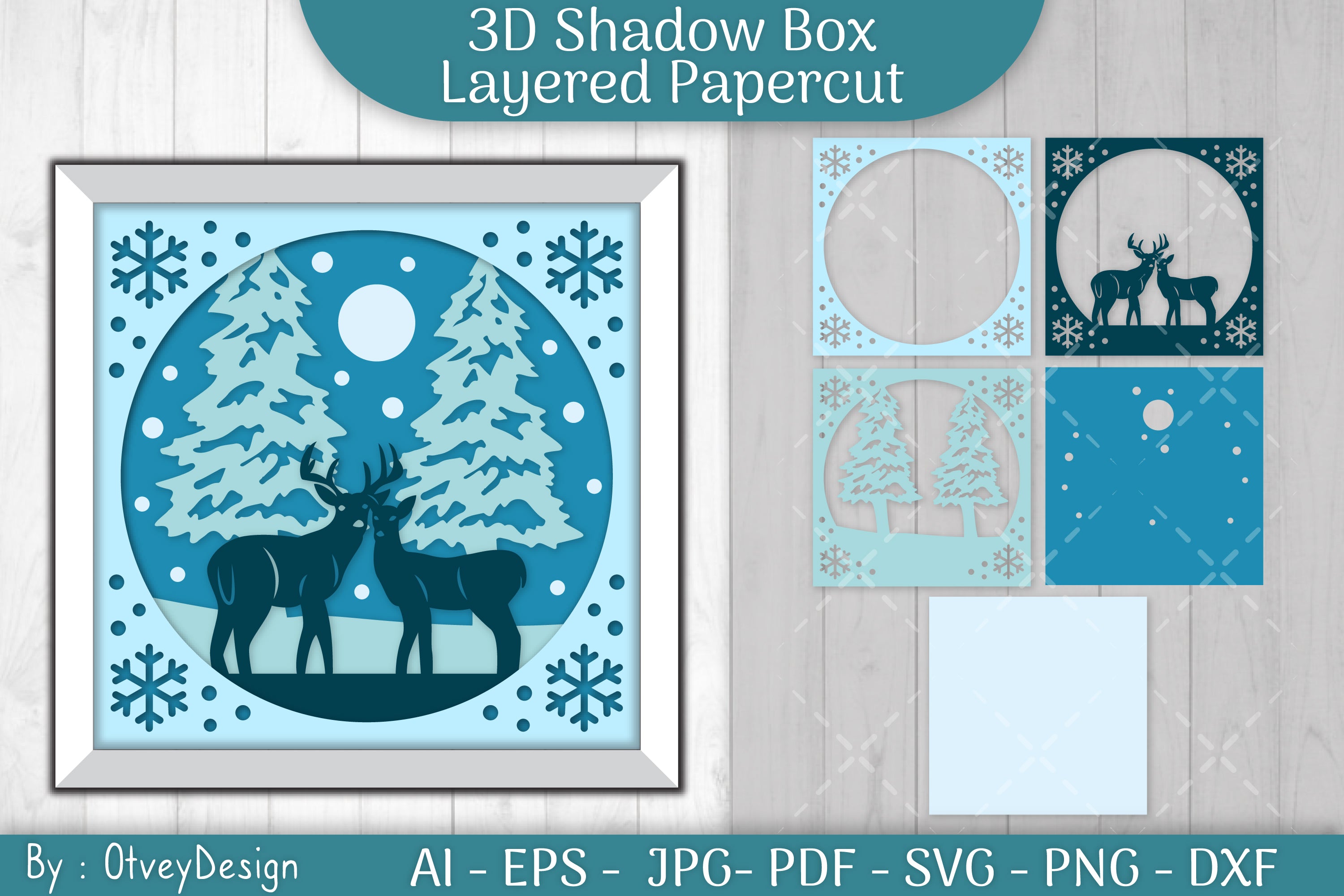 Christmas 3D Shadow Box Layered Papercut SVG Bundle 1 - CraftNest - Digital Crafting and Art
