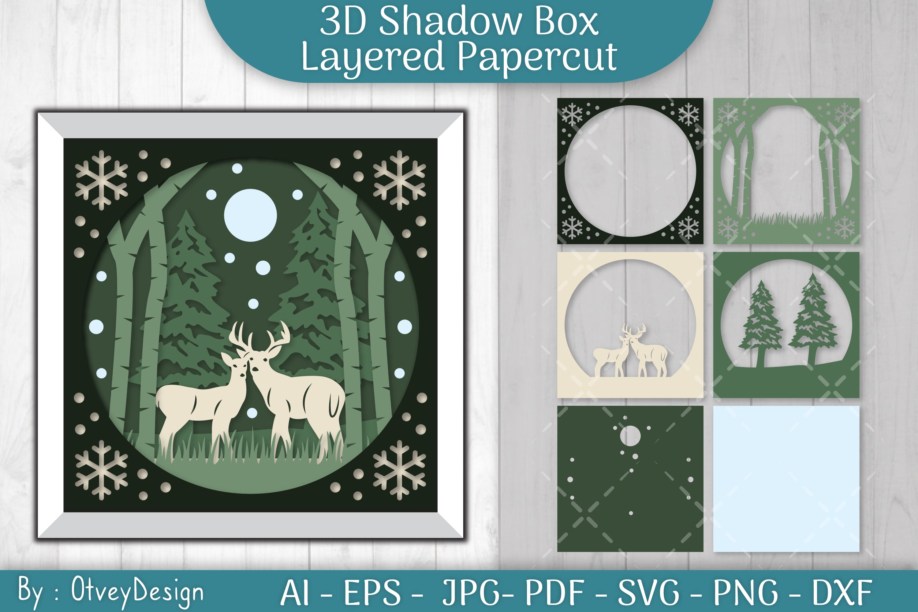 Christmas 3D Shadow Box Layered Papercut SVG Bundle 4 - CraftNest - Digital Crafting and Art