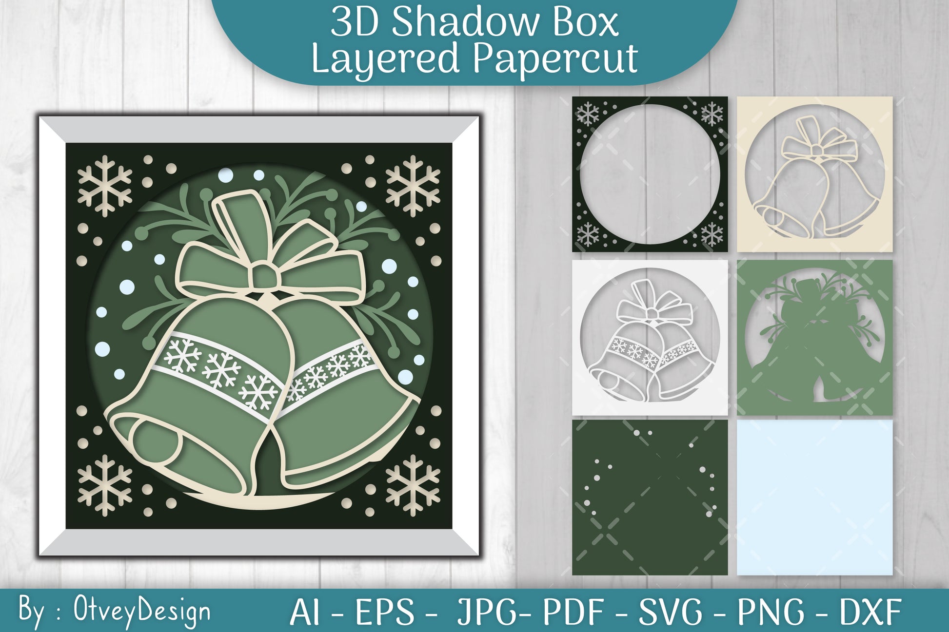 Christmas 3D Shadow Box Layered Papercut SVG Bundle 5 - CraftNest - Digital Crafting and Art