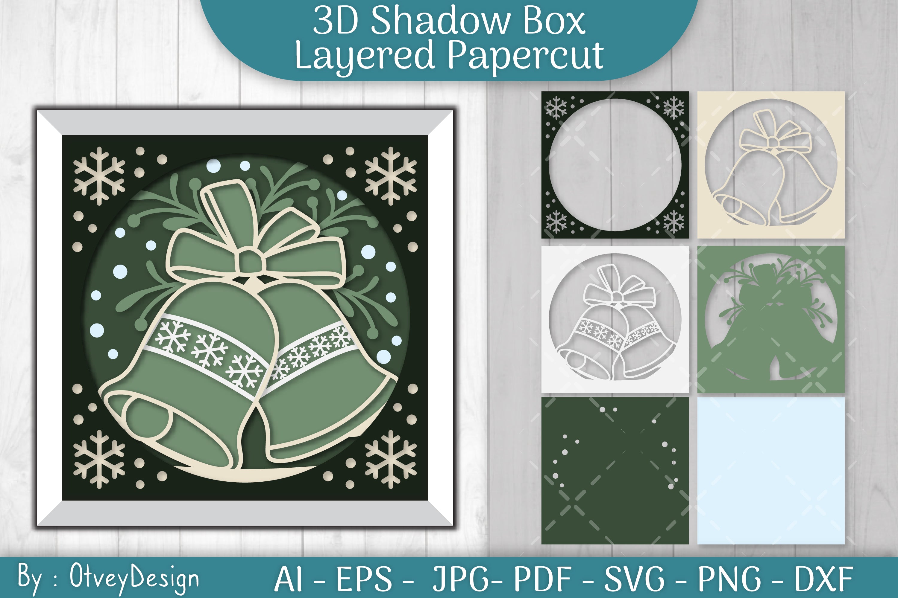 Christmas 3D Shadow Box Layered Papercut SVG Bundle 5 - CraftNest - Digital Crafting and Art