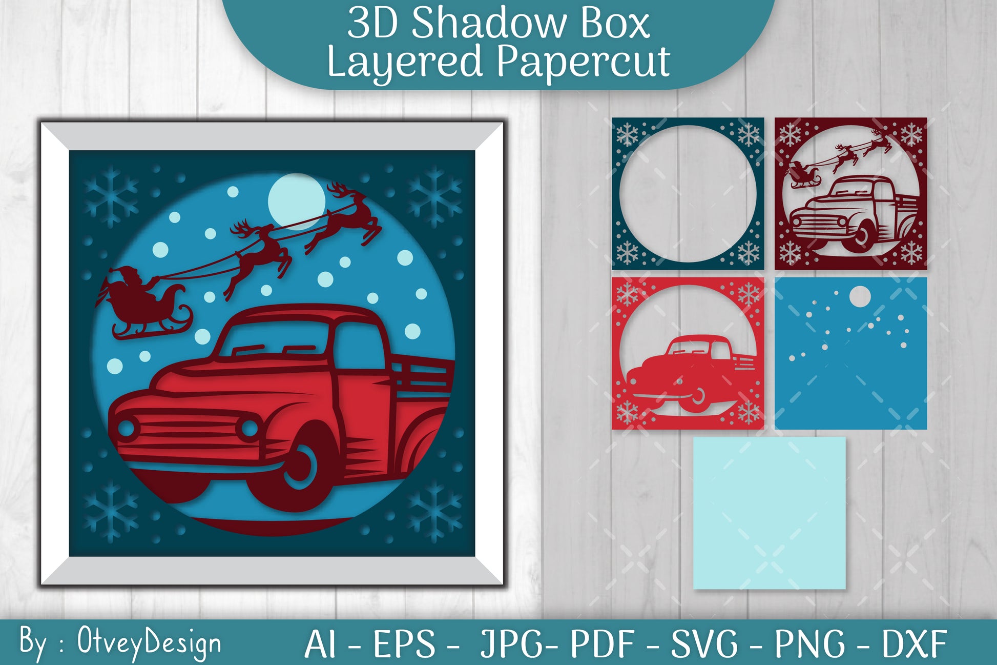 Christmas 3D Shadow Box Layered Papercut SVG Bundle 7 - CraftNest - Digital Crafting and Art