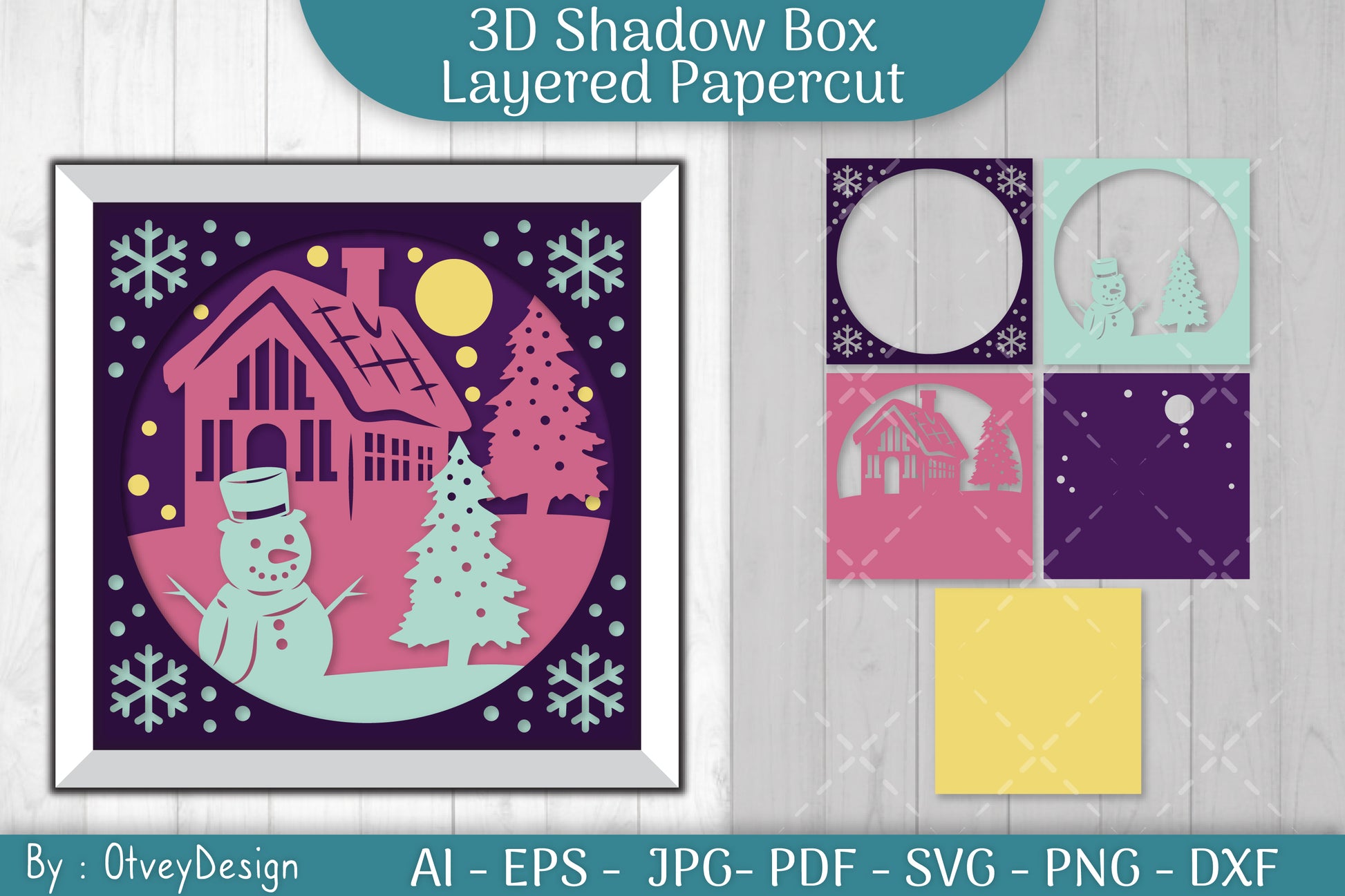 Christmas 3D Shadow Box Layered Papercut SVG Bundle 8 - CraftNest - Digital Crafting and Art