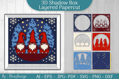 Christmas 3D Shadow Box Layered Papercut SVG Bundle 9 - CraftNest - Digital Crafting and Art