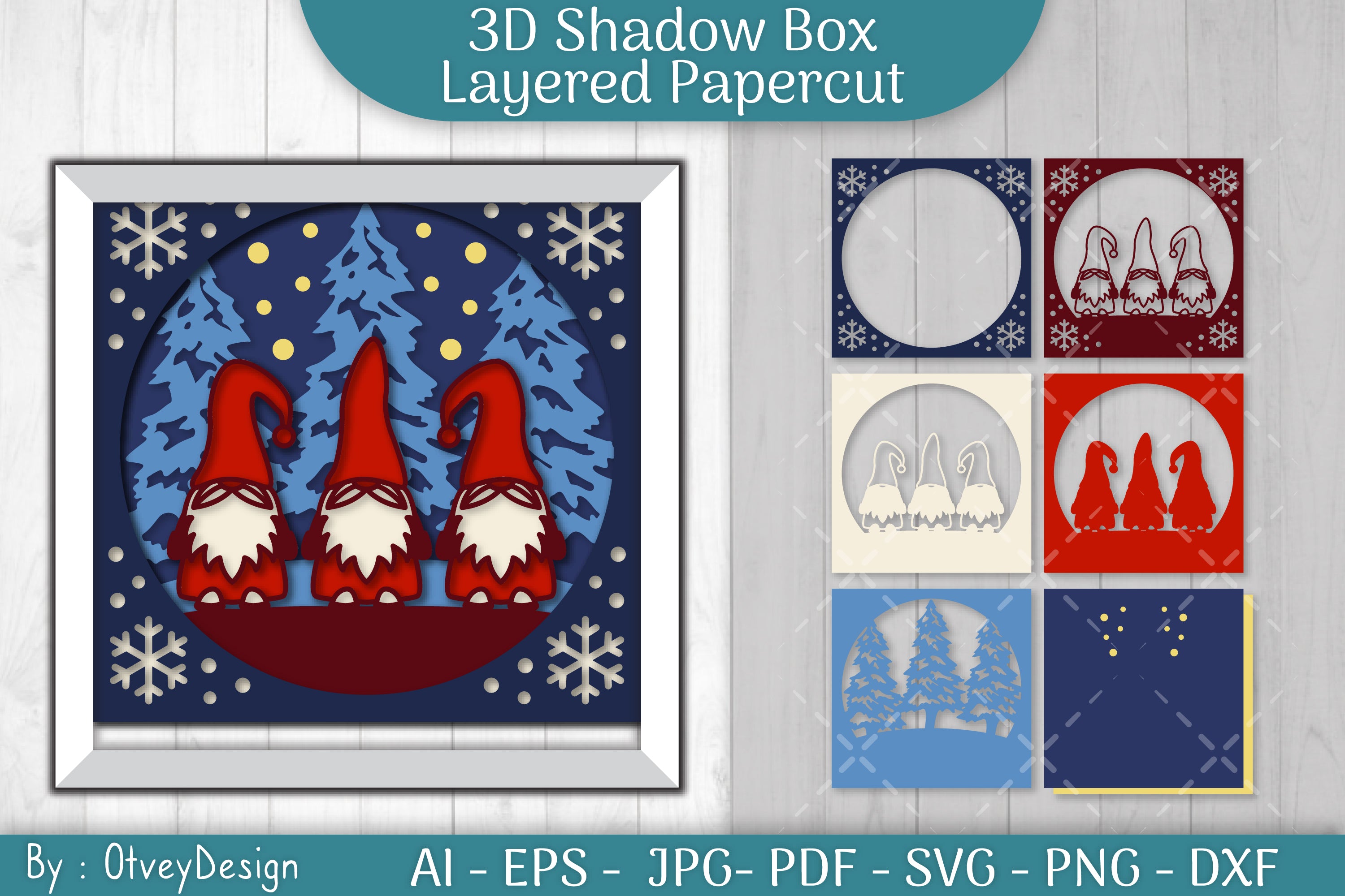 Christmas 3D Shadow Box Layered Papercut SVG Bundle 9 - CraftNest - Digital Crafting and Art