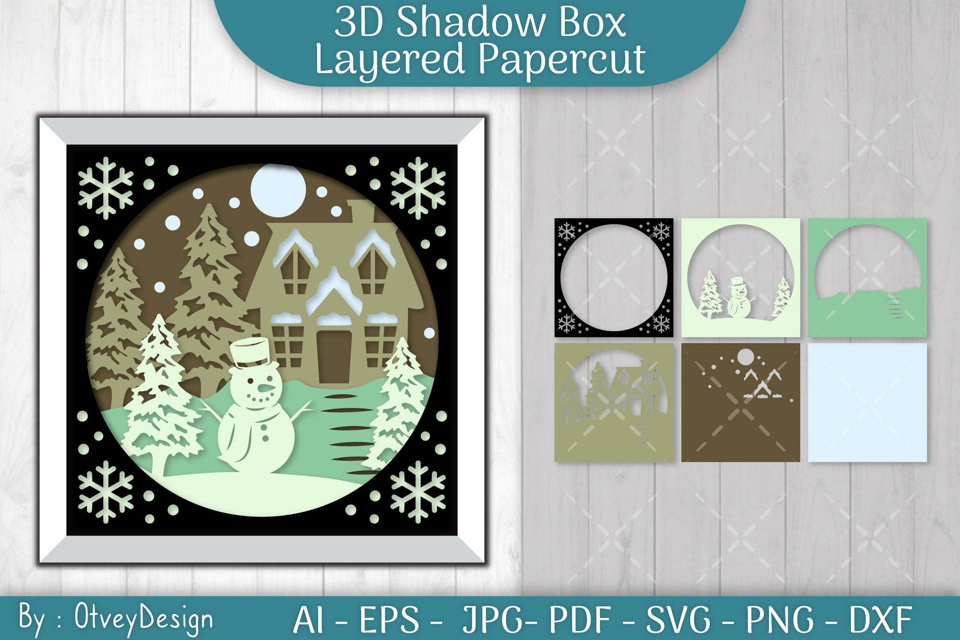 Christmas 3D Shadow Box Layered Papercut SVG Bundle 11 - CraftNest - Digital Crafting and Art