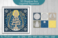 Christmas 3D Shadow Box Layered Papercut SVG Bundle 13 - CraftNest - Digital Crafting and Art