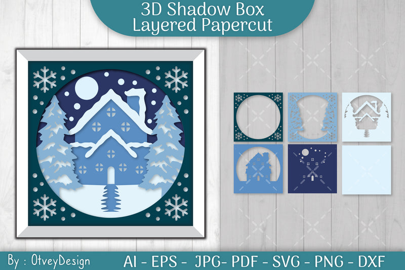 Christmas 3D Shadow Box Layered Papercut SVG Bundle 14 - CraftNest - Digital Crafting and Art