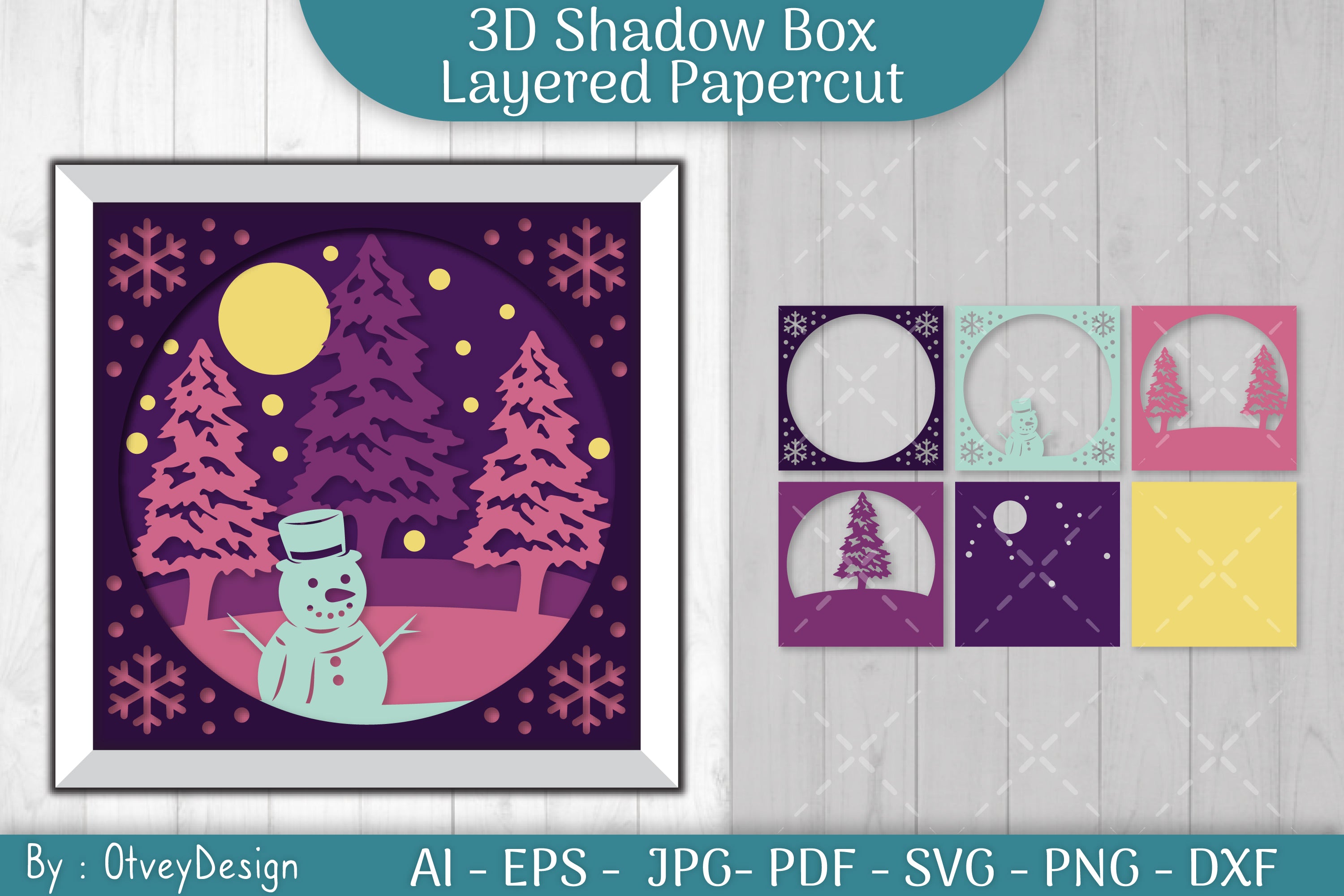 Christmas 3D Shadow Box Layered Papercut SVG Bundle 15 - CraftNest - Digital Crafting and Art