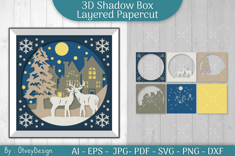 Christmas 3D Shadow Box Layered Papercut SVG Bundle 16 - CraftNest - Digital Crafting and Art