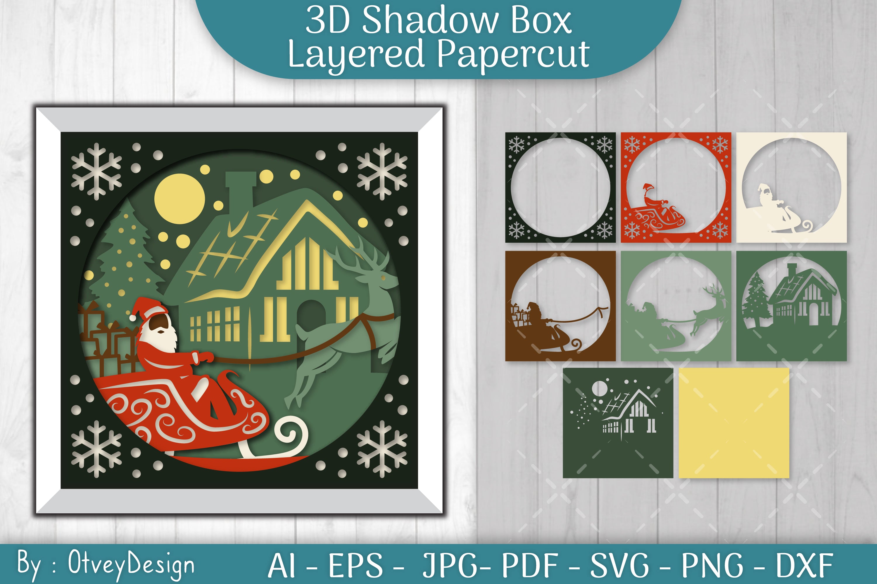 Christmas 3D Shadow Box Layered Papercut SVG Bundle 17 - CraftNest - Digital Crafting and Art