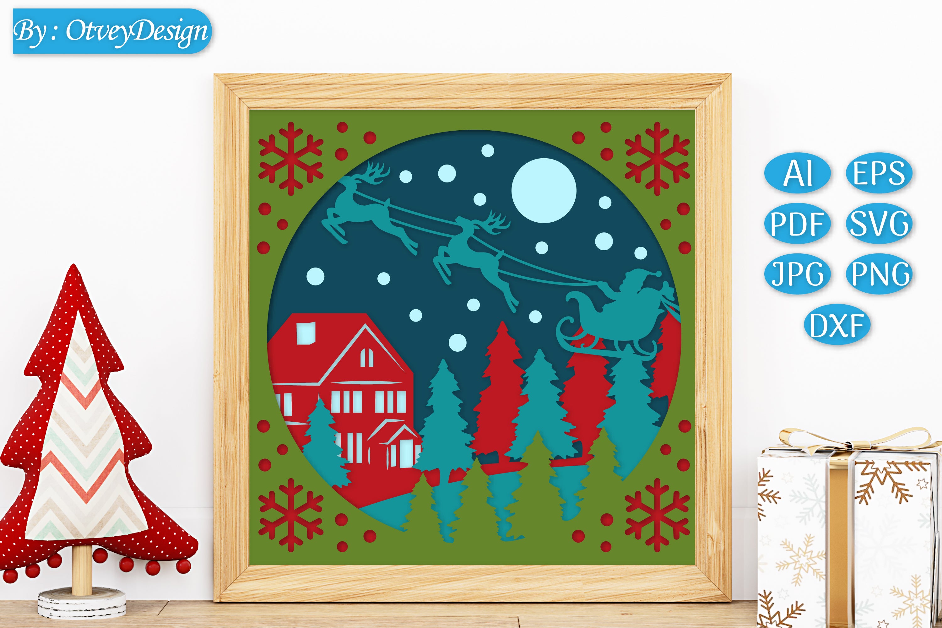Christmas 3D Shadow Box Layered Papercut SVG Bundle 18 - CraftNest - Digital Crafting and Art