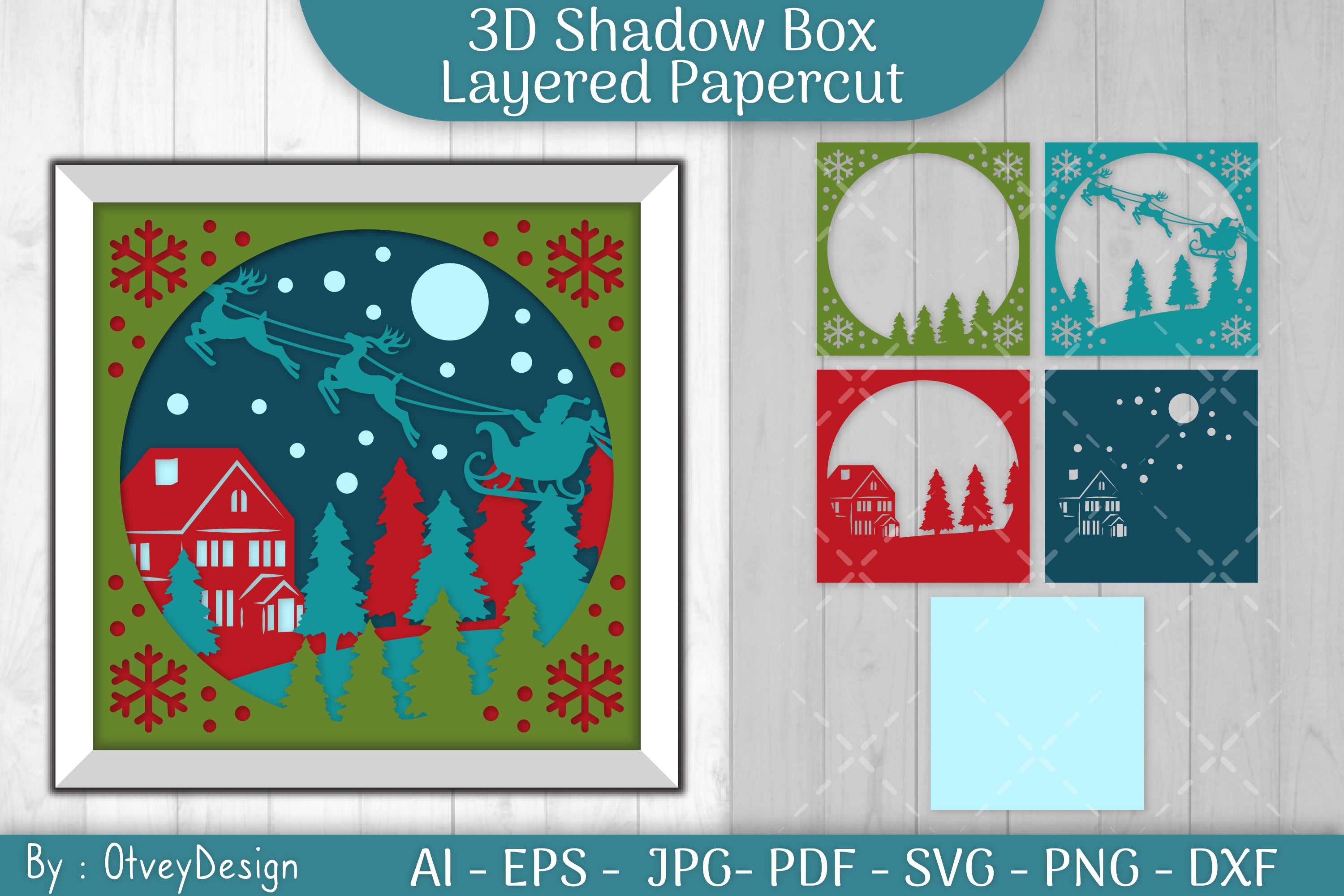 Christmas 3D Shadow Box Layered Papercut SVG Bundle 18 - CraftNest - Digital Crafting and Art
