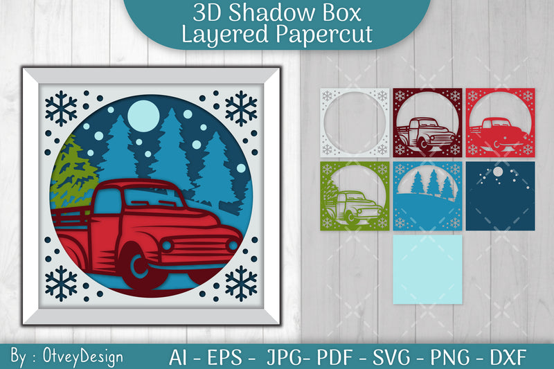 Christmas 3D Shadow Box Layered Papercut SVG Bundle 19 - CraftNest - Digital Crafting and Art