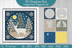 Christmas 3D Shadow Box Layered Papercut SVG Bundle 20 - CraftNest - Digital Crafting and Art