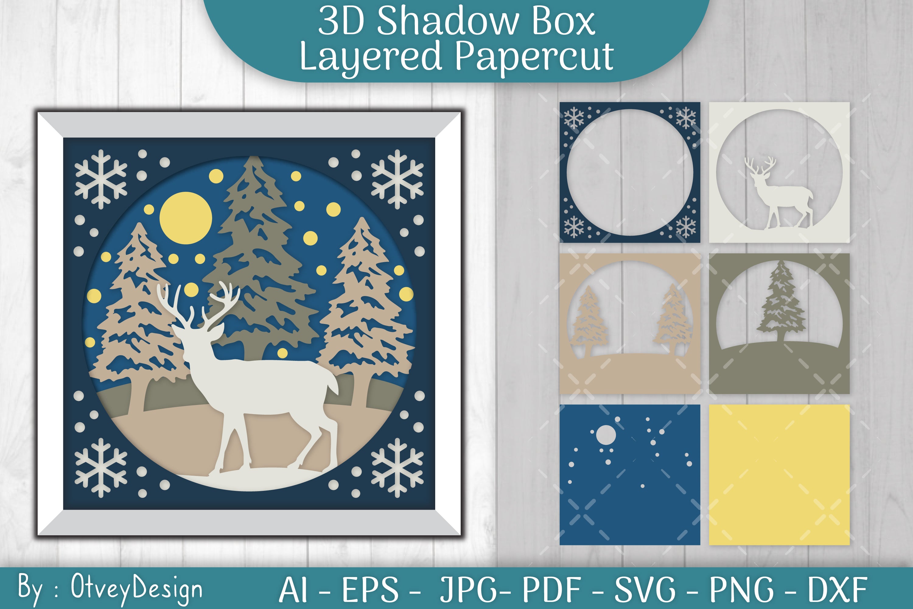 Christmas 3D Shadow Box Layered Papercut SVG Bundle 20 - CraftNest - Digital Crafting and Art