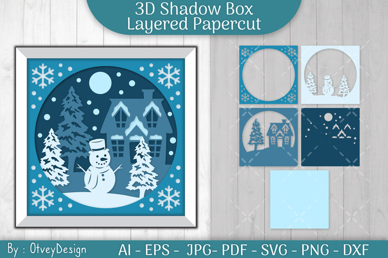Christmas 3D Shadow Box Layered Papercut SVG Bundle 22 - CraftNest - Digital Crafting and Art