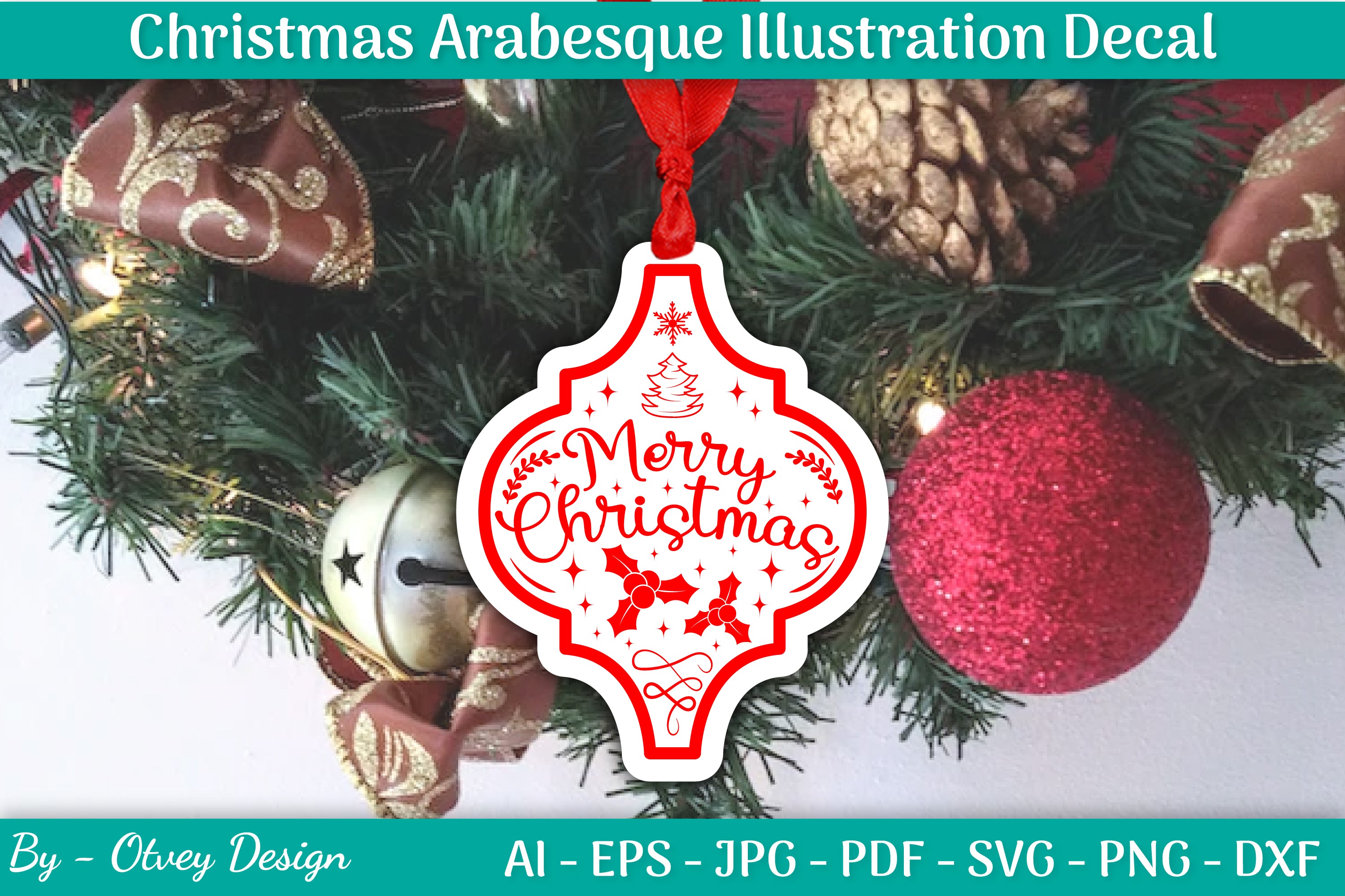 Christmas Arabesque Illustration Decal SVG Bundle