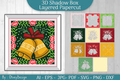 Christmas Bells 3D Shadow Box SVG Bundle - CraftNest - Digital Crafting and Art