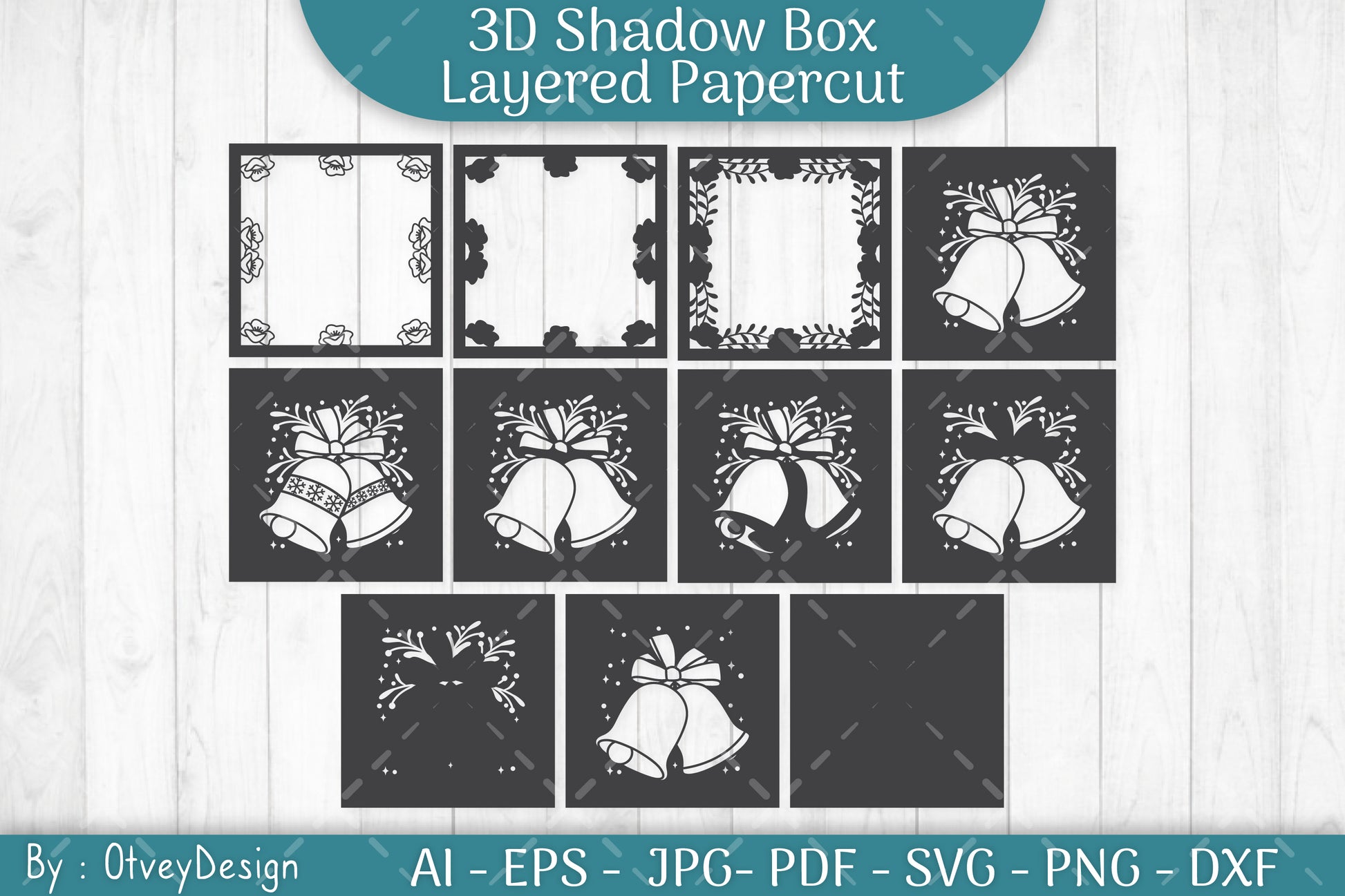 Christmas Bells 3D Shadow Box SVG Bundle - CraftNest - Digital Crafting and Art