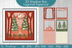 Christmas Deer Couple 3D Shadow Box SVG Bundle - CraftNest - Digital Crafting and Art
