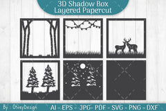 Christmas Deer Couple 3D Shadow Box SVG Bundle - CraftNest - Digital Crafting and Art