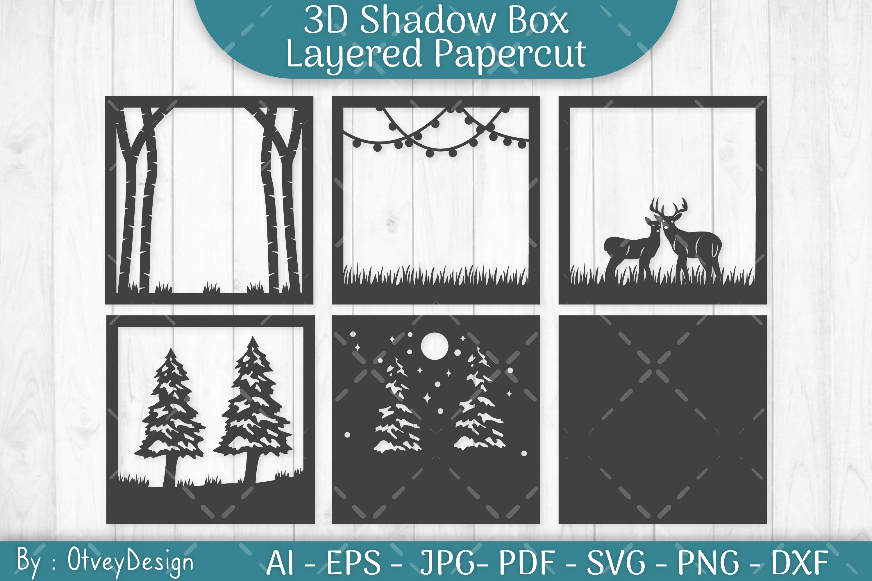 Christmas Deer Couple 3D Shadow Box SVG Bundle - CraftNest - Digital Crafting and Art