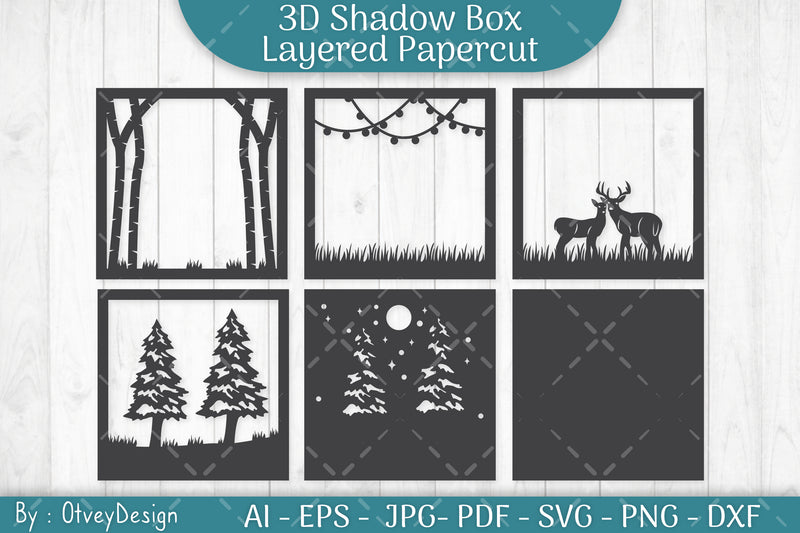 Christmas Deer Couple 3D Shadow Box SVG Bundle - CraftNest - Digital Crafting and Art
