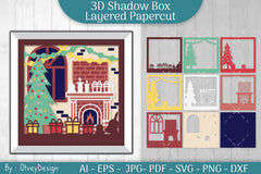 Christmas Fireplace 3D Shadow Box SVG Bundle 2 - CraftNest - Digital Crafting and Art