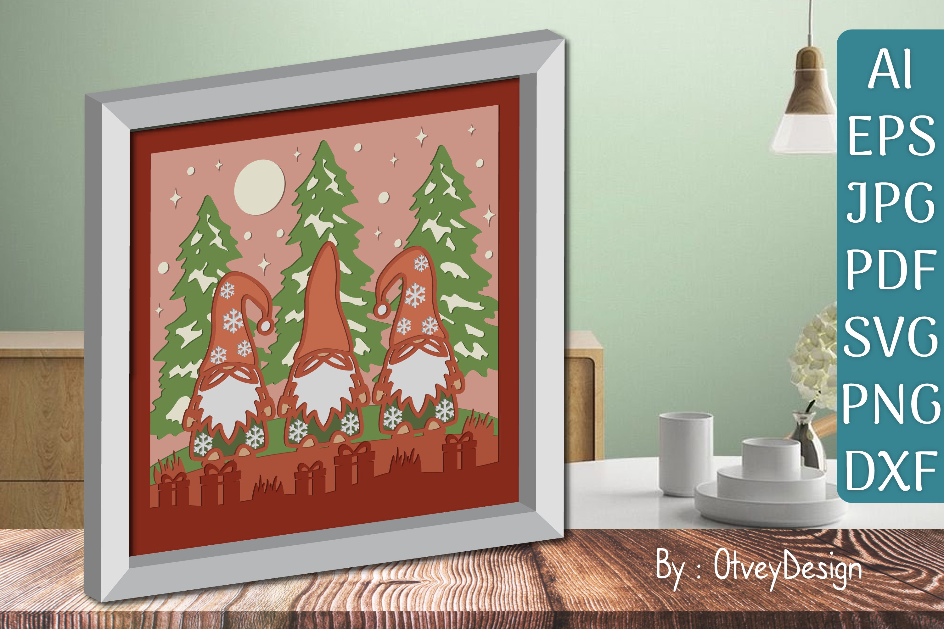 Christmas Gnome 3D Shadow Box SVG Bundle - CraftNest - Digital Crafting and Art