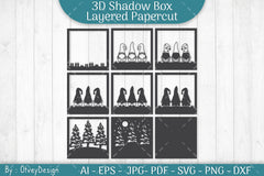 Christmas Gnome 3D Shadow Box SVG Bundle - CraftNest - Digital Crafting and Art