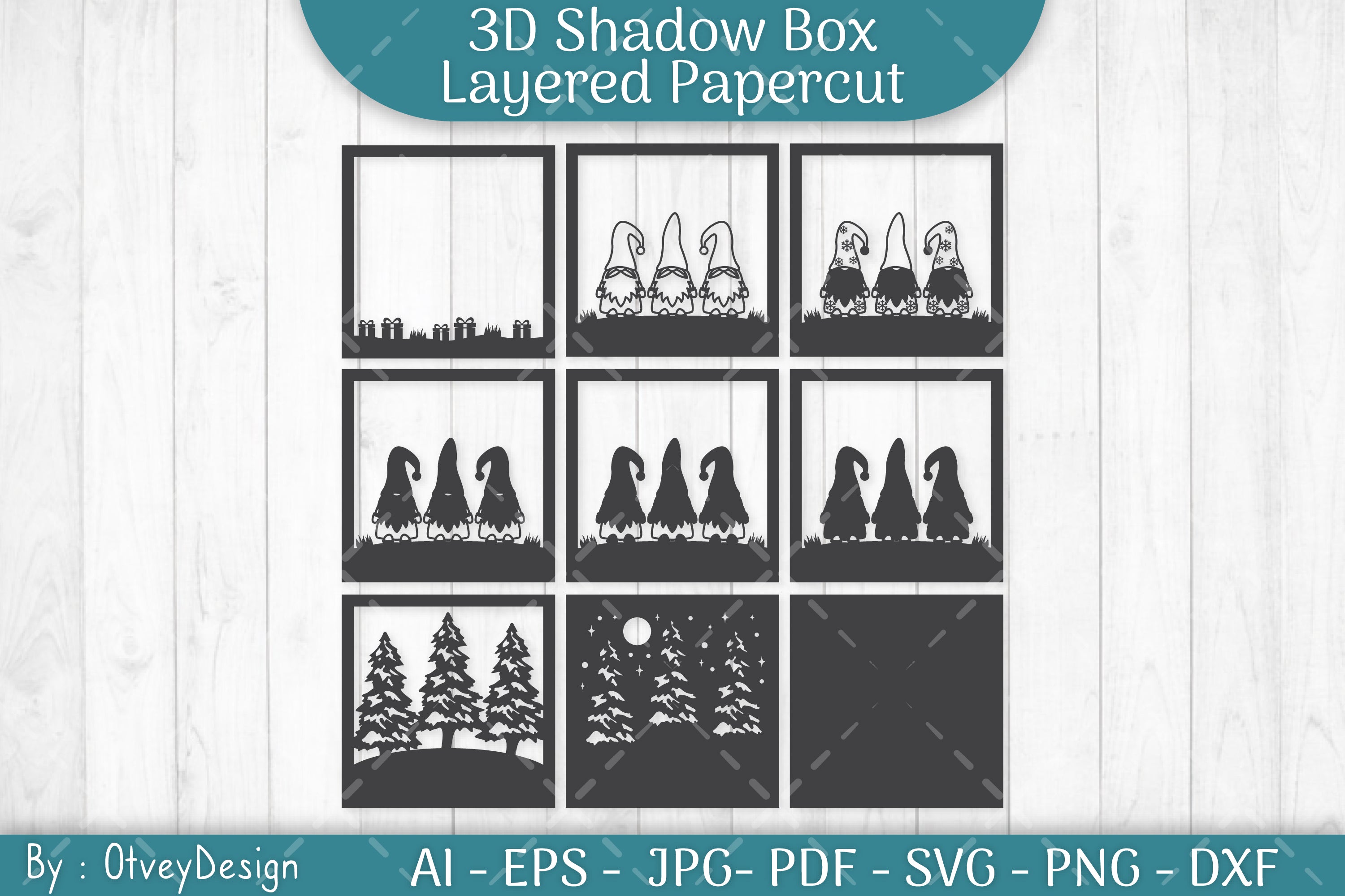 Christmas Gnome 3D Shadow Box SVG Bundle - CraftNest - Digital Crafting and Art