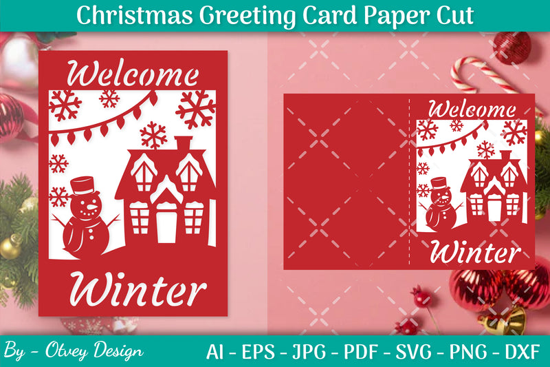 Christmas Greeting Card Paper Cut SVG Bundle 2 - CraftNest - Digital Crafting and Art